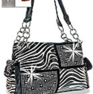 Brand new.  Zebra print rhinestone